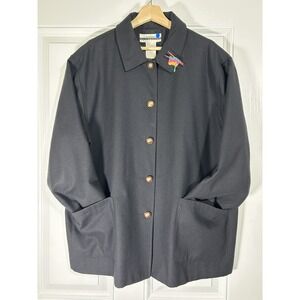 Vintage Jacobsons Womens Wool Coat Size 24 Black Pockets‎ Lagenlook Style